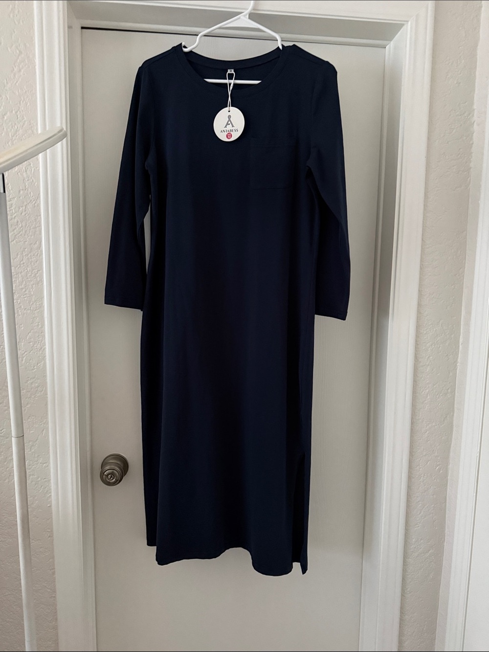 Anrabess Navy Midi Dress with Chest Pocket